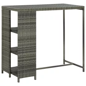   Szürke polyrattan bárasztal tárolópolccal 120 x 60 x 110 cm