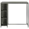 Szürke polyrattan bárasztal tárolópolccal 120 x 60 x 110 cm