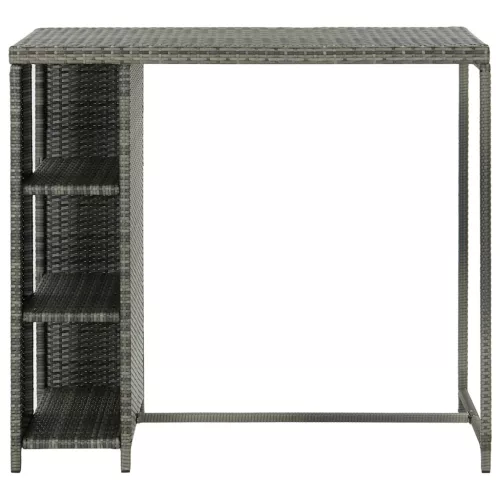 Szürke polyrattan bárasztal tárolópolccal 120 x 60 x 110 cm