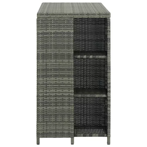 Szürke polyrattan bárasztal tárolópolccal 120 x 60 x 110 cm