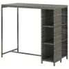 Szürke polyrattan bárasztal tárolópolccal 120 x 60 x 110 cm