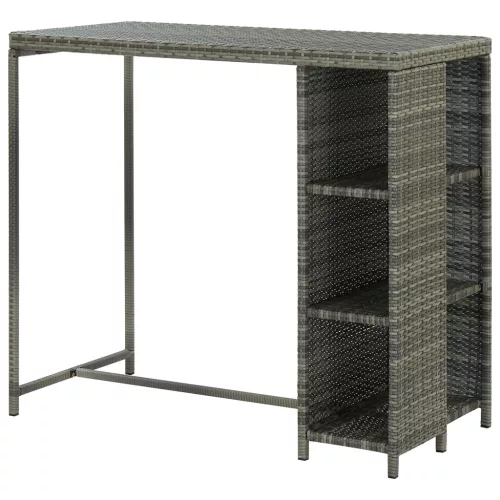 Szürke polyrattan bárasztal tárolópolccal 120 x 60 x 110 cm