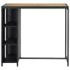 Fekete polyrattan bárasztal tárolópolccal 120 x 60 x 110 cm