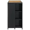 Fekete polyrattan bárasztal tárolópolccal 120 x 60 x 110 cm