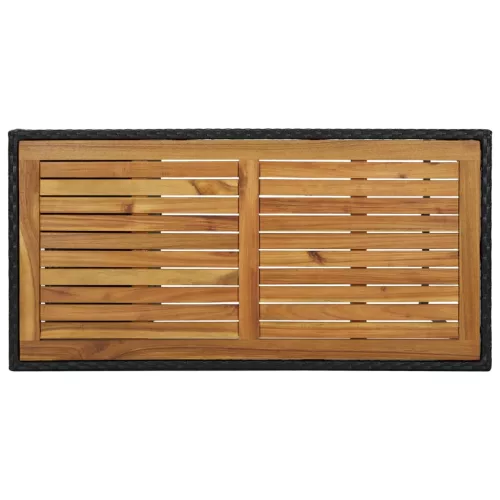 Fekete polyrattan bárasztal tárolópolccal 120 x 60 x 110 cm