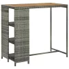 Szürke polyrattan bárasztal tárolópolccal 120 x 60 x 110 cm