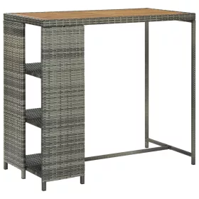   Szürke polyrattan bárasztal tárolópolccal 120 x 60 x 110 cm