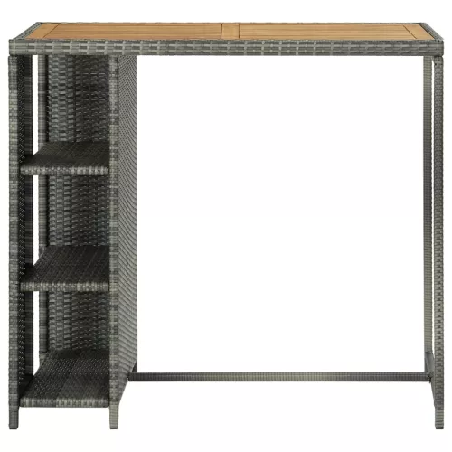 Szürke polyrattan bárasztal tárolópolccal 120 x 60 x 110 cm