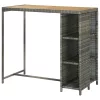 Szürke polyrattan bárasztal tárolópolccal 120 x 60 x 110 cm