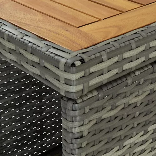Szürke polyrattan bárasztal tárolópolccal 120 x 60 x 110 cm
