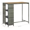 Szürke polyrattan bárasztal tárolópolccal 120 x 60 x 110 cm