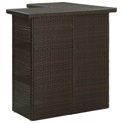 Barna polyrattan sarok bárasztal 100 x 50 x 105 cm