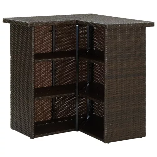 Barna polyrattan sarok bárasztal 100 x 50 x 105 cm