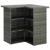 Szürke polirattan sarok bárasztal 100 x 50 x 105 cm