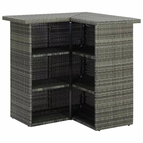 Szürke polirattan sarok bárasztal 100 x 50 x 105 cm