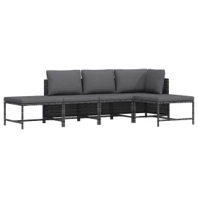   5 részes szürke polyrattan kerti ülőgarnitúra párnákkal