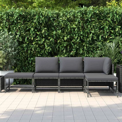 5 részes szürke polyrattan kerti ülőgarnitúra párnákkal
