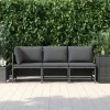 3 részes szürke polyrattan kerti bútorszett párnákkal