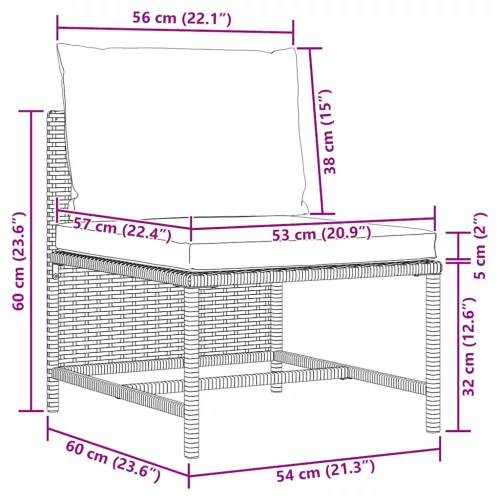3 részes szürke polyrattan kerti bútorszett párnákkal