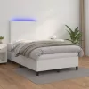 Fehér műbőr rugós ágy matraccal és LED-del 120x200 cm