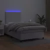 Fehér műbőr rugós ágy matraccal és LED-del 120x200 cm