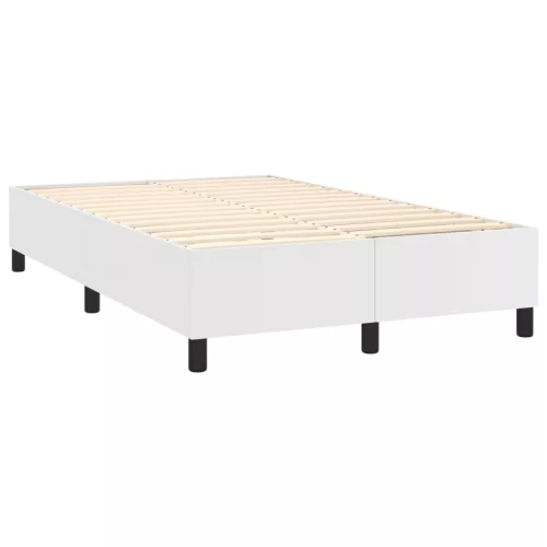 Fehér műbőr rugós ágy matraccal és LED-del 120x200 cm