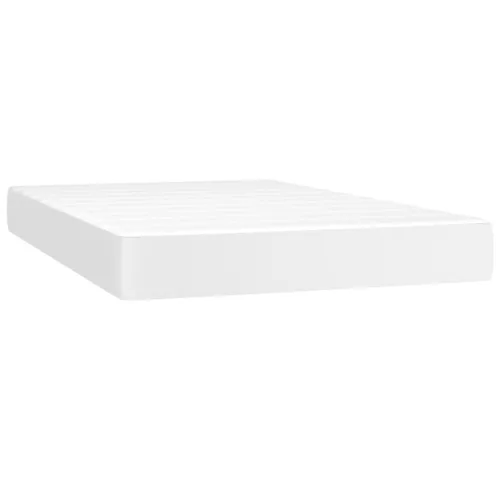 Fehér műbőr rugós ágy matraccal és LED-del 120x200 cm