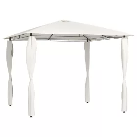   Krémszínű pavilon oszlop takarókkal 3 x 3 x 2,6 m 160 g/m²