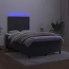 Fekete bársony rugós és LED-es ágy matraccal 120x200 cm