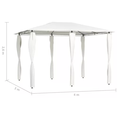 Krémszínű pavilon oszlop takarókkal 3 x 4 x 2,6 m 160 g/m²
