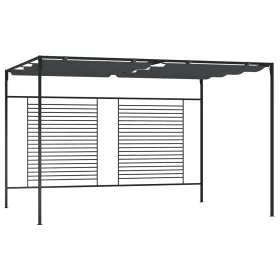   Antracitszürke pavilon behúzható tetővel 3 x 4 x 2,3 m 180 g/m²