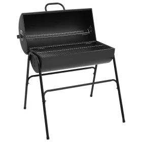   Fekete acél henger alakú grillsütő 2 sütőráccsal 80x95x90 cm