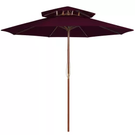 Bordóvörös kétszintes napernyő farúddal 270 cm