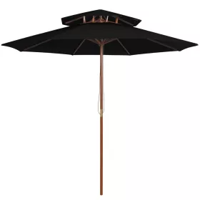 Fekete kétszintes napernyő farúddal 270 cm