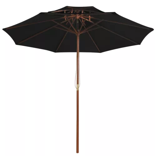 Fekete kétszintes napernyő farúddal 270 cm