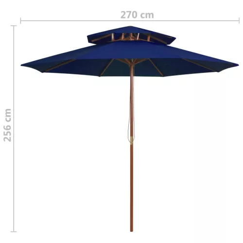 Kék kétszintes napernyő farúddal 270 cm