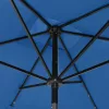 Azúrkék napernyő LED-ekkel és acél rúddal 2 x 3 m