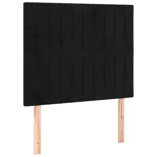 Fekete bársony rugós ágy matraccal 120 x 200 cm