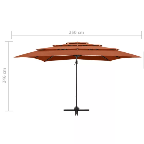 4 szintes terrakotta napernyő alumíniumrúddal 250 x 250 cm