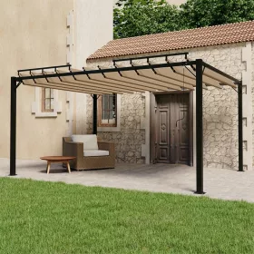   Tópszínű szövet és alumínium pavilon lamellás tetővel 3 x 4 m