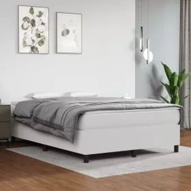Fehér műbőr rugós ágy matraccal 140x190 cm