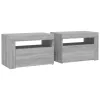 2 db szürke sonoma színű éjjeliszekrény LED-ekkel 60x35x40 cm