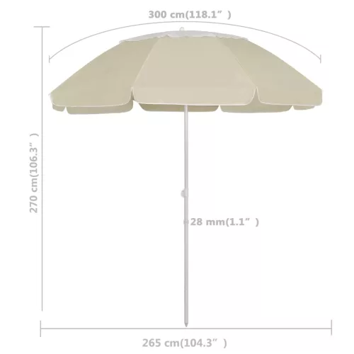 Homoksárga strandnapernyő 300 cm