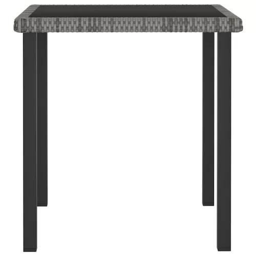 Szürke polyrattan kerti étkezőasztal 70 x 70 x 73 cm