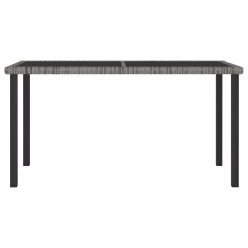 Szürke polyrattan kerti étkezőasztal 140 x 70 x 73 cm