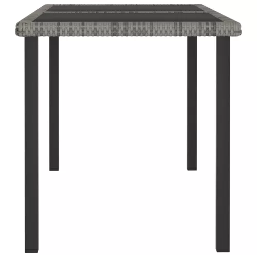 Szürke polyrattan kerti étkezőasztal 140 x 70 x 73 cm