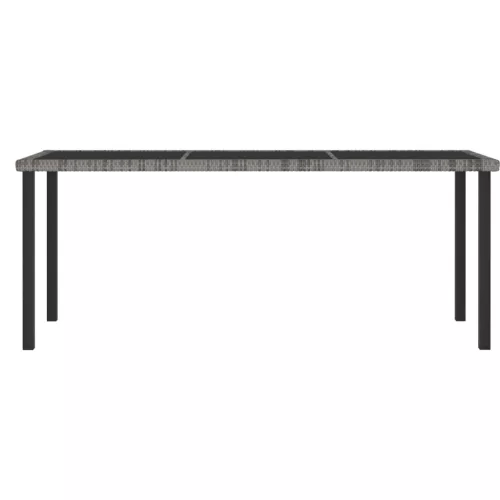 Szürke polyrattan kerti étkezőasztal 180 x 70 x 73 cm