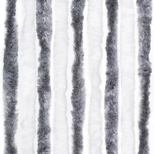 Szürke és fehér zsenília rovarfüggöny 90 x 200 cm
