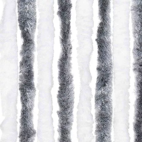 Szürke és fehér zsenília rovarfüggöny 118 x 220 cm