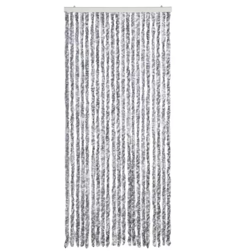 Fehér és szürke zsenília rovarfüggöny 90 x 200 cm